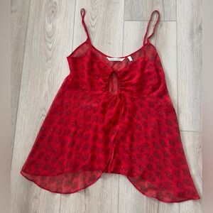 Vintage Victoria's Secret Red Floral Sheer Top 💋♥️